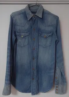 ポロラルフローレン☆ウエスタンデニムシャツ☆ヴィンテージ風☆金RL刻印ボタン　4