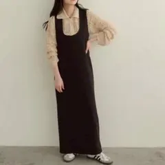 【dium.／ディウム】 2wayストレートロングワンピース 黒２春夏秋冬 上品