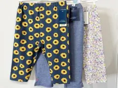 西松屋 女の子 レギンスパンツ 120 花柄 ヒマワリ デニム風柄 ３枚まとめて