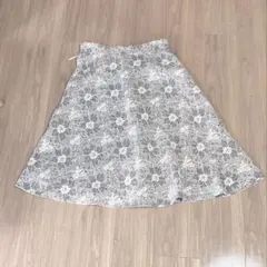 花柄レースフレアスカート ひざ丈　ロペピクニック