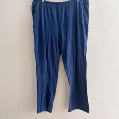 ワイドパンツ ゴムウエスト ネイビー レディース ストレート 無地 カジュアル