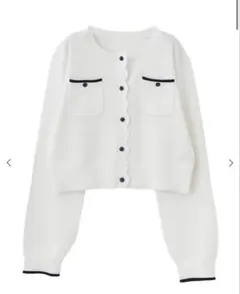 リリアンカラット スカラップデザインニットカーディガン オフ