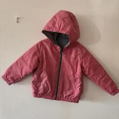 プチバトー★フード付きリバーシブルジャケット★ピンク×ストライプ