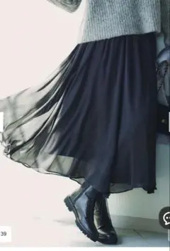 23区 【洗える】クレープシフォン フレア スカート 34