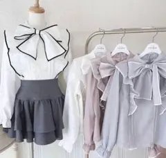 【美品】エブリン　ラメリボンシアーブラウス　ホワイト