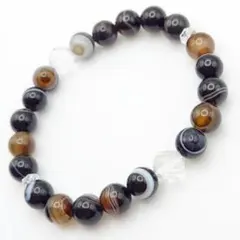 天然石 天眼付き サードオニキス デザインブレスレット ハンドメイド 新品