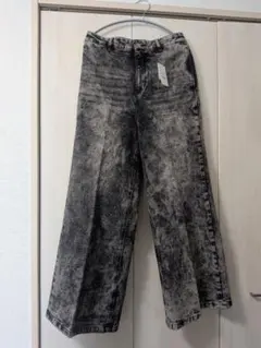 CLEL ヴィンテージデザイン フレアデニムパンツ グレイッシュブラックM