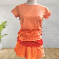 【美品】スリクソン テニスウェア 上下セット M 半袖シャツ スコート ピンクのサムネイル