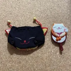 和風　猫巾着と手鏡 昭和レトロ　七五三