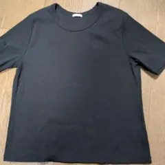 GUレディースリブ編み半袖tシャツ　ブラック　3XL