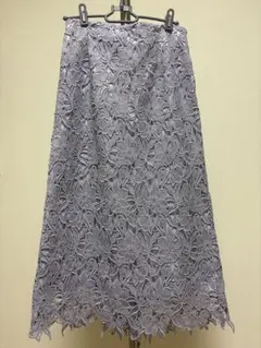 薄紫色 花柄レーススカート