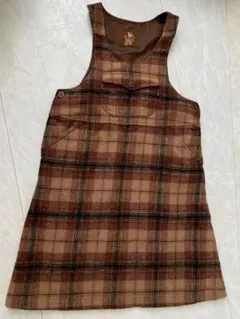 ピンクハウス　ネイチャートレイル ジャンパースカート　茶色系チェック