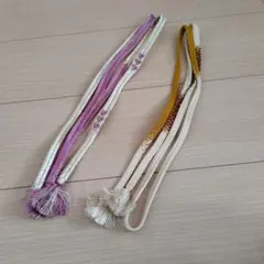 帯締め 花模様 ピンク クリーム２本セット