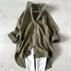 フランク＆アイリーン EILLEN カラーシャツ ダメージ・シワ加工 カーキ