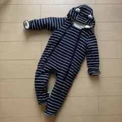 baby GAP ジャンプスーツ　ネイビー・ホワイトストライプ　くま耳