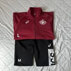 早稲田大学　ア式蹴球部　ASICS アシックス　ジャージ上下　大学　L M