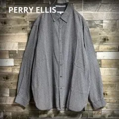 【90'S 】 PERRYELLIS ペリーエリス 幾何学柄 ドット グレー Lのサムネイル