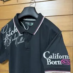 極美品/サイズL/GOTCHA GOLF/豪華立体刺繍/半袖ポロシャツ/黒