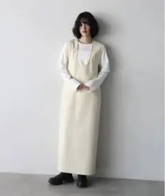 最終値下げ　新品 aere アエレ フリースロングワンピース オフホワイト36