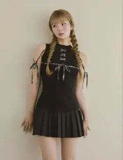 darich ドッキングレースアップミニワンピース