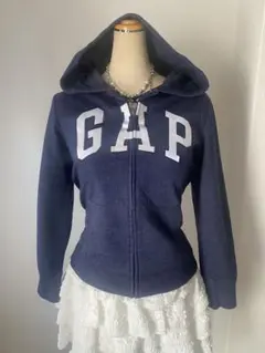 GAP ロゴパーカー y2k平成ギャル フェアリーグランジ 　ジップ　ネイビー