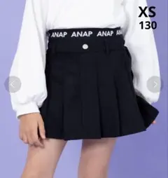 【ANAP kids】ウエストロゴインパン付きプリーツスカートブラックXS130