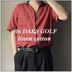 90s DAKS linen blend allover print shirtのサムネイル