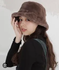 ハニーズエコファーバケットハット茶