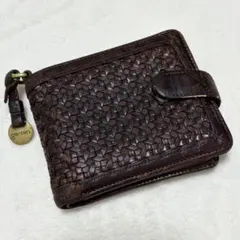 美品 ゲンテン イントレチャート メッシュ レザー コンパクト財布 二つ折りのサムネイル