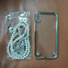 格安新品 iPhone XS Maxソフトケース　超可愛いパールチェーン付のサムネイル