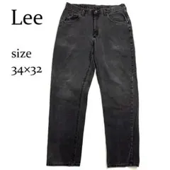 Lee ブラックデニム ジーンズ 34×32 ストレート 黒 古着