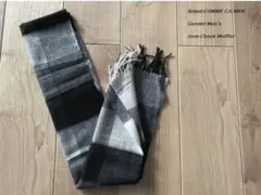 COMME CA MEN ウールブロックチェックマフラー 05ブラック