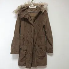 ブラウンファー付きフードモッズコート M