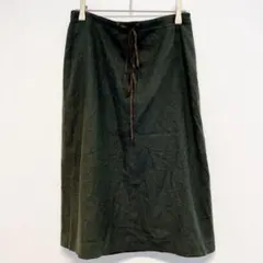 【美品】バナナリパブリック ウール混 ロングスカート カーキ 紐 2 / M相当