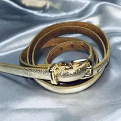 ゴールド レザー メッシュベルト