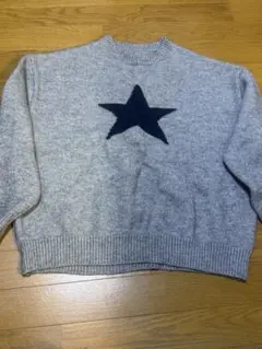 ニット グレー スター刺繍