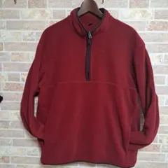フリースハーフジッププルオーバー（長袖）RED サイズXL