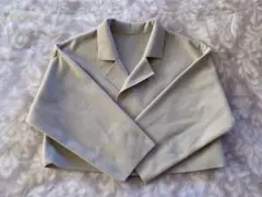 ベージュ クロップドジャケット フリース風