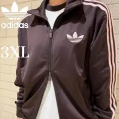 希少3XL⭐️adidas ルーズフィット トラックトップ ダークブラウン×ピンク