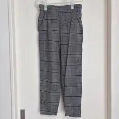 H&M DIVIDED チェック柄 カジュアルパンツ モノトーン 総ゴム M-L