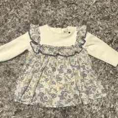 フリル付き花柄長袖トップス