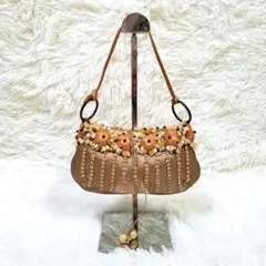 【極美品】Jamin Puech アクセサリーポーチ 花飾り レザー ストーン