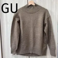 GU ブラウン ハイネック ニットセーター
