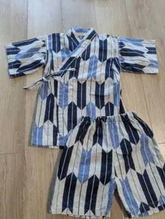 青と白の幾何学模様 甚平 110cm