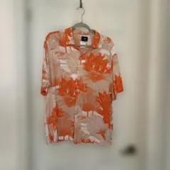 あき様専用　H&M オレンジ花柄 半袖シャツ XL M 蓮の花