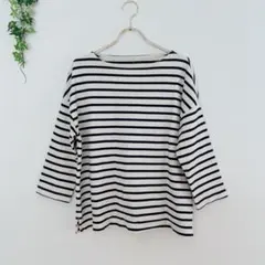 無印良品　ボーダー　長袖　七分袖　ロングTシャツ　M〜L 綿100% ナチュラル