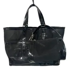 インゲボルグ シアー ビニールトート ハンドバッグ ポーチ 2点セット ブラック