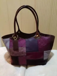 COACH パッチワークデザイン レザートートバッグ