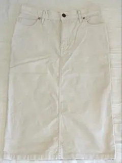 【値下げ⭕️】膝下丈スカート アイボリー コーデュロイ