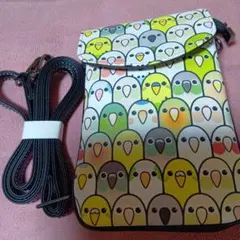 インコ柄スマホショルダーバッグ サコッシュ